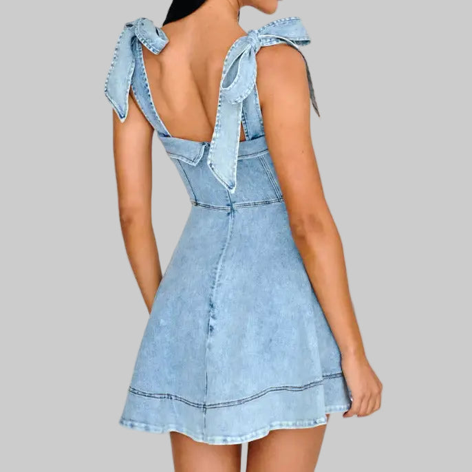Suspenders Denim Dress - Dresses