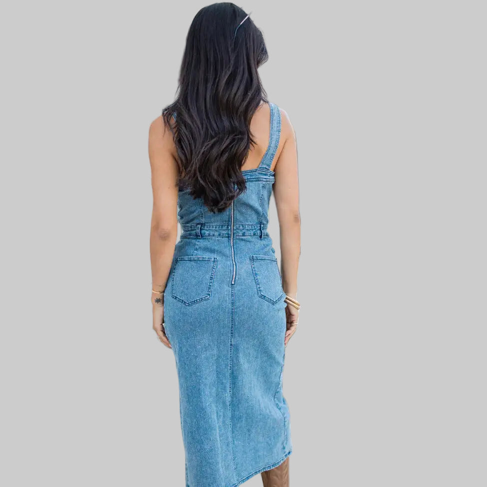 Suspenders Distressed Sexy Denim Dress - Dresses