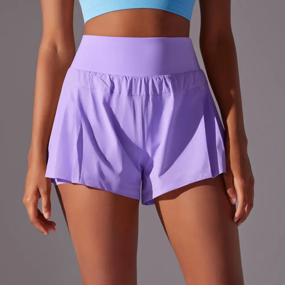 Tennis Waist Tight Slimming Leggings Running Fitness Sports Shorts - S / Purple - Activewear
