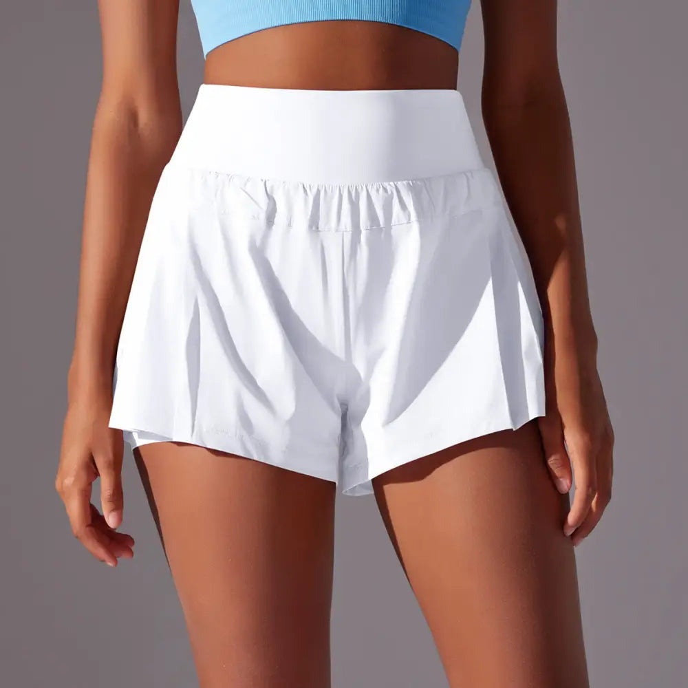 Tennis Waist Tight Slimming Leggings Running Fitness Sports Shorts - S / White - Activewear