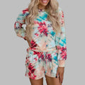 Tie Dye Printed Long Sleeve Casual Loungewear - S / Multi - Sleepwear
