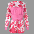 Tie Dye Printed Long Sleeved Loungewear Set - S / Pink - Outfit Sets