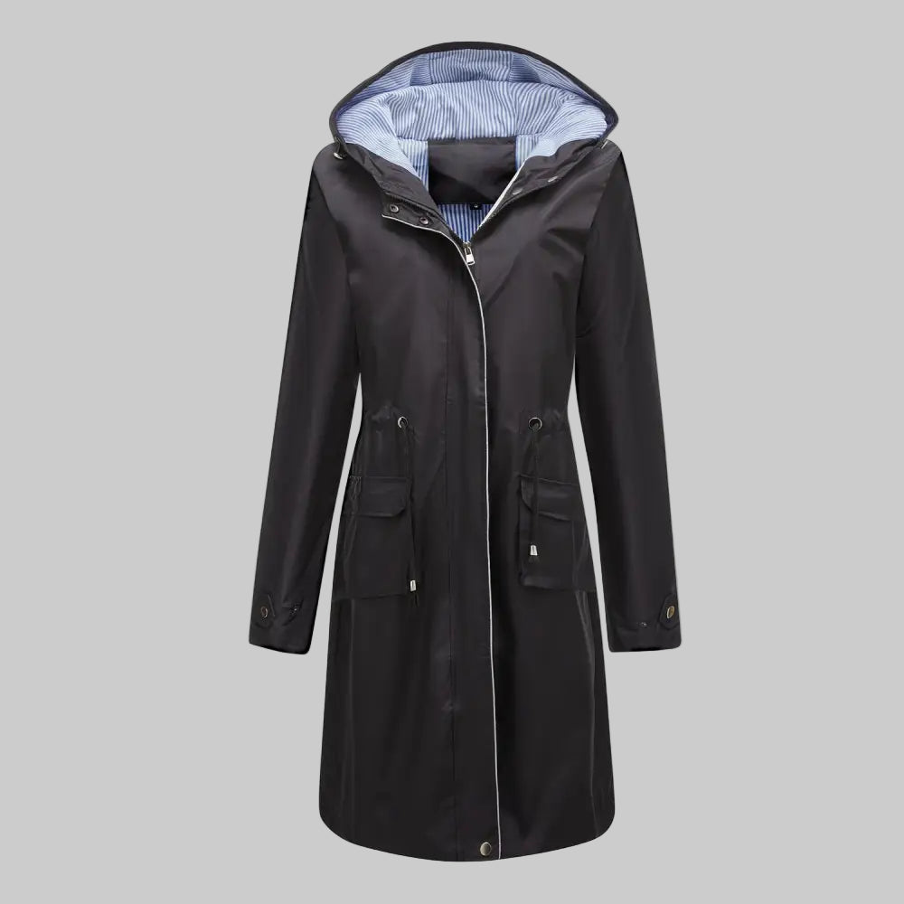 Trench Waterproof Hooded Striped Lining Coat - Outerwear