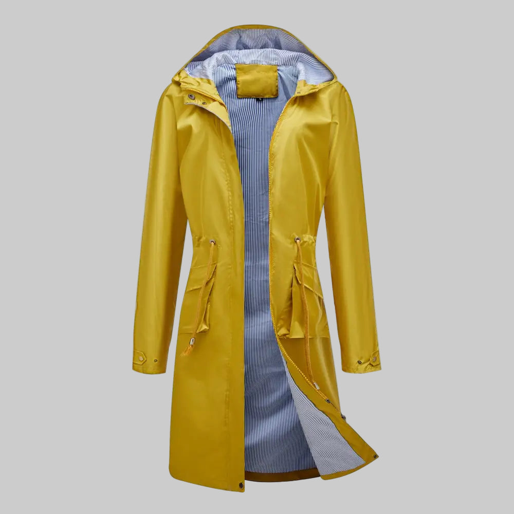 Trench Waterproof Hooded Striped Lining Coat - S / Yellow - Outerwear