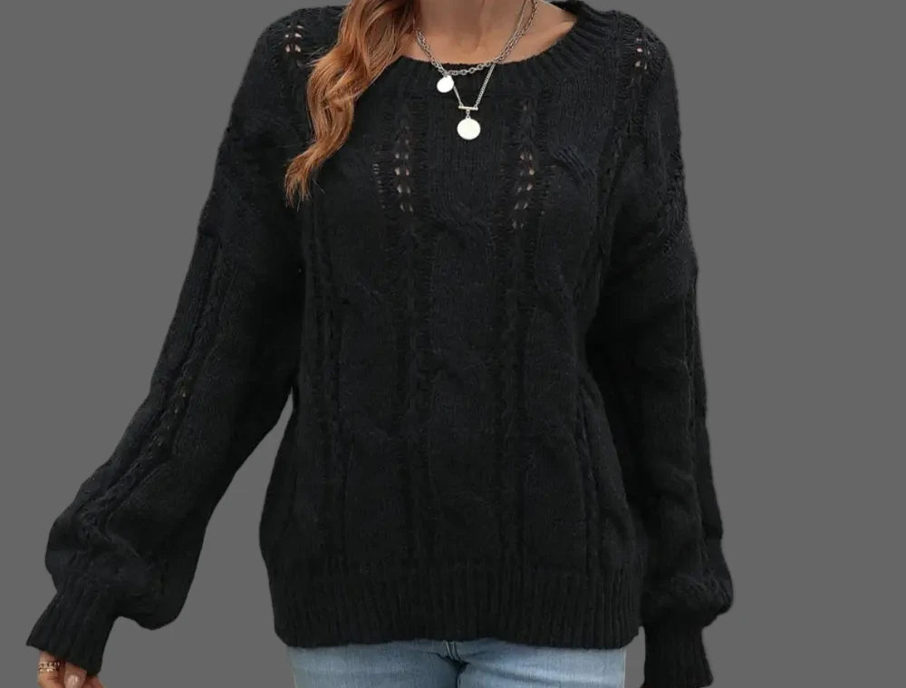 Twisted Knitted Sweater - S / Black - Sweaters & Cardigans