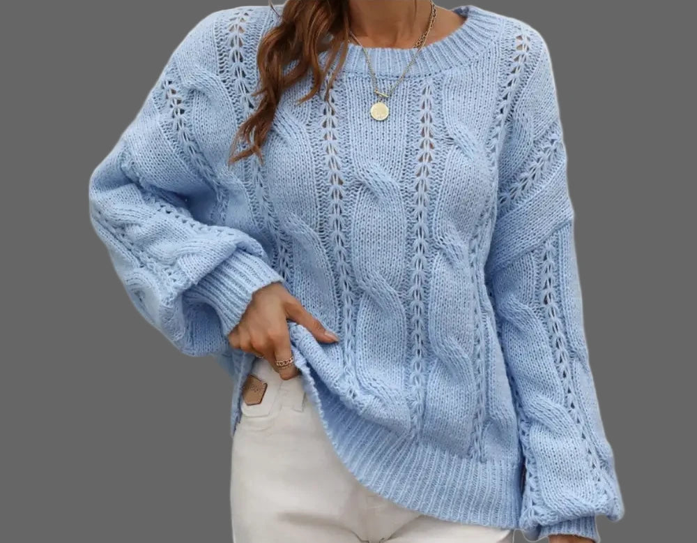Twisted Knitted Sweater - S / Blue - Sweaters & Cardigans