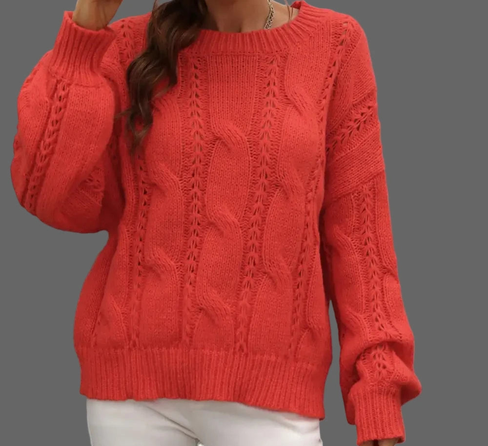 Twisted Knitted Sweater - S / Orange - Sweaters & Cardigans