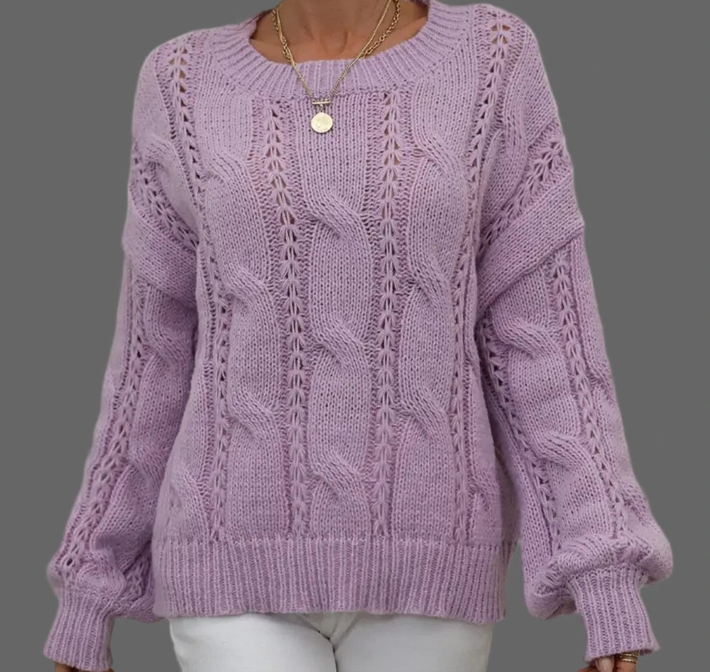 Twisted Knitted Sweater - S / Purple - Sweaters & Cardigans