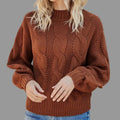 Twisted Mock Long Sleeve Pullover Sweater - S / Khaki - Sweaters & Cardigans