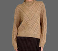 Twisted Round Neck Sweater - S / Khaki - Sweaters & Cardigans