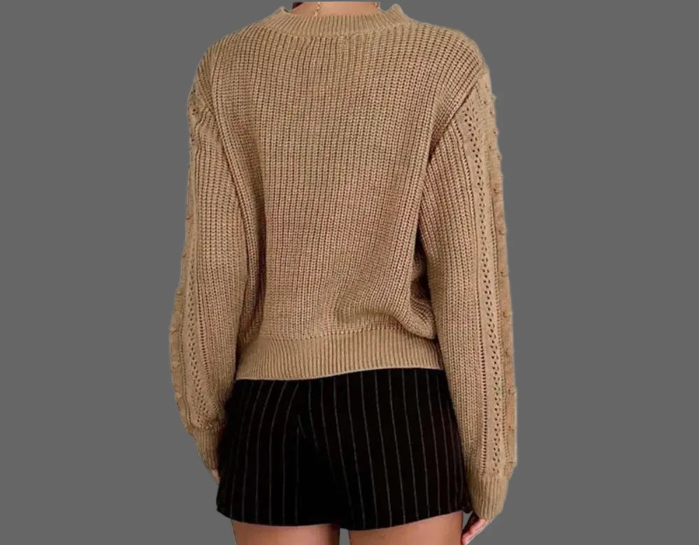 Twisted Round Neck Sweater - Sweaters & Cardigans