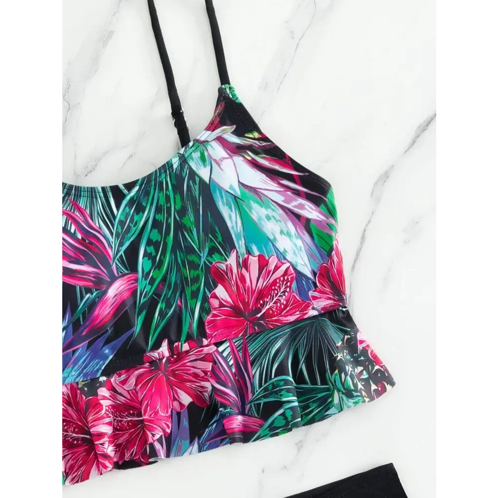 Two-Piece Printed Tankini Swimsuit
