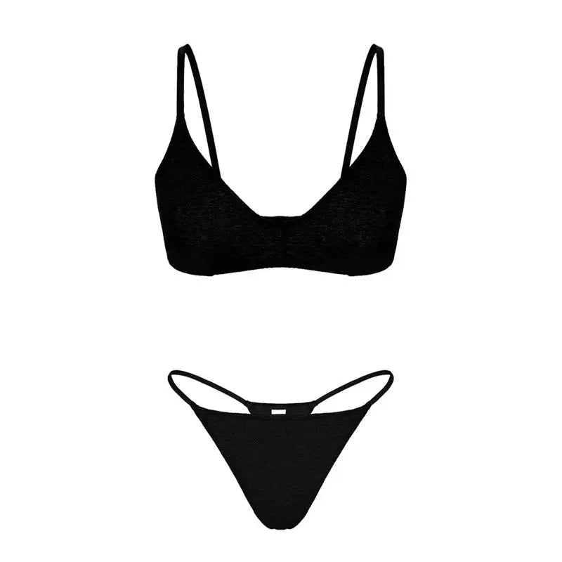 Ultra Soft Breathable Underwired Sports Type Bra Set - S / Black - Panty Sets