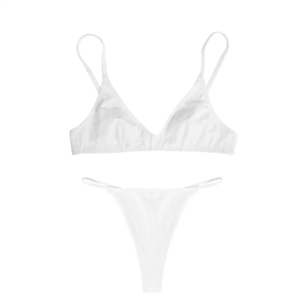 Ultra Soft Breathable Underwired Sports Type Bra Set - S / White - Panty Sets