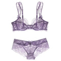 Ultra Thin Sponge Free Maiden Sexy Lace Bra Set - 70A / Purple - Panty Sets