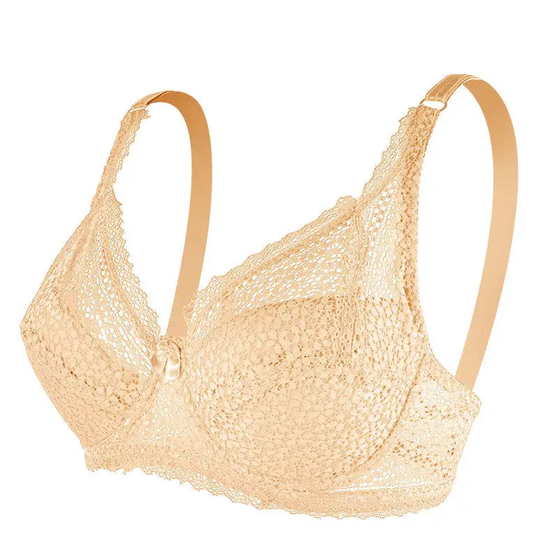 Underwear Adjustable Lace Steel Ring Bra - 36/80C / Apricot - Bras