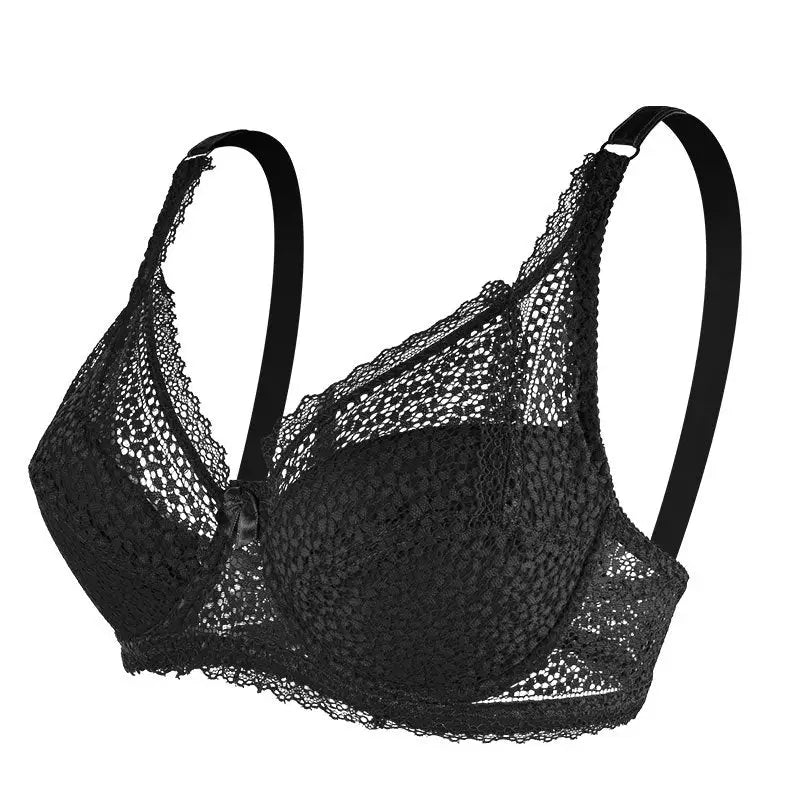 Underwear Adjustable Lace Steel Ring Bra - 36/80C / Black - Bras