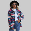 Velvet Casual Plush Geometric Abstract Pattern Austrian Grain Coat - Outerwear