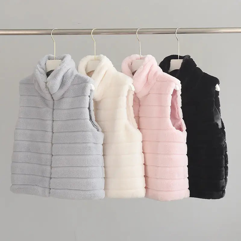 Vest Faux Fur Stand Collar Artificial Coat - Outerwear