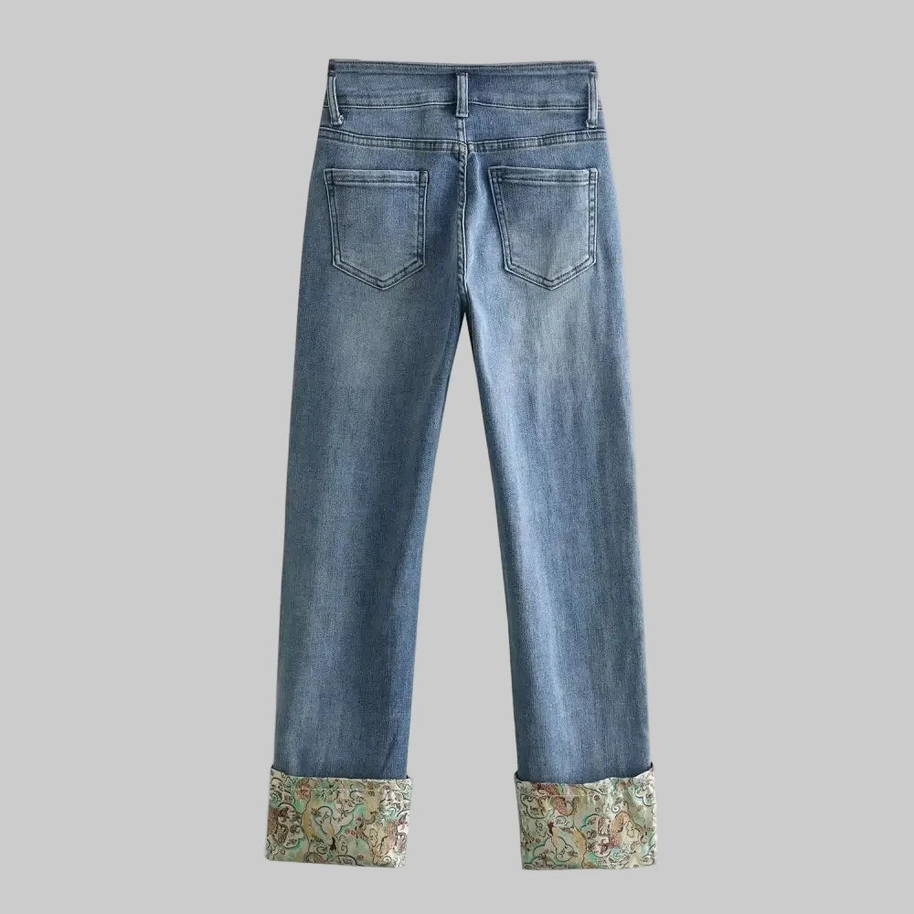 Vintage Satin Patch Cropped Jeans