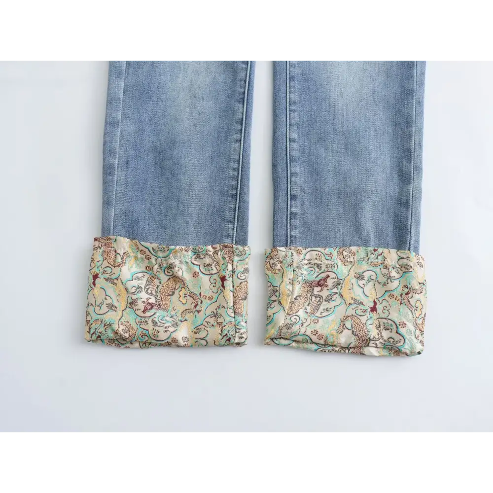 Vintage Satin Patch Cropped Jeans