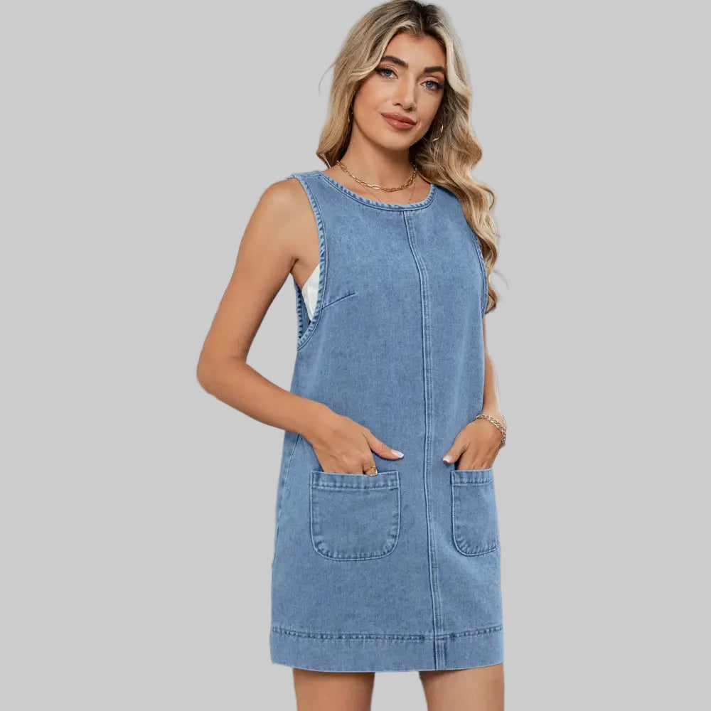 Washed Backless Suspender Dress - Dresses