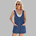 Washed Denim Suspender Dress - S / Blue - Dresses