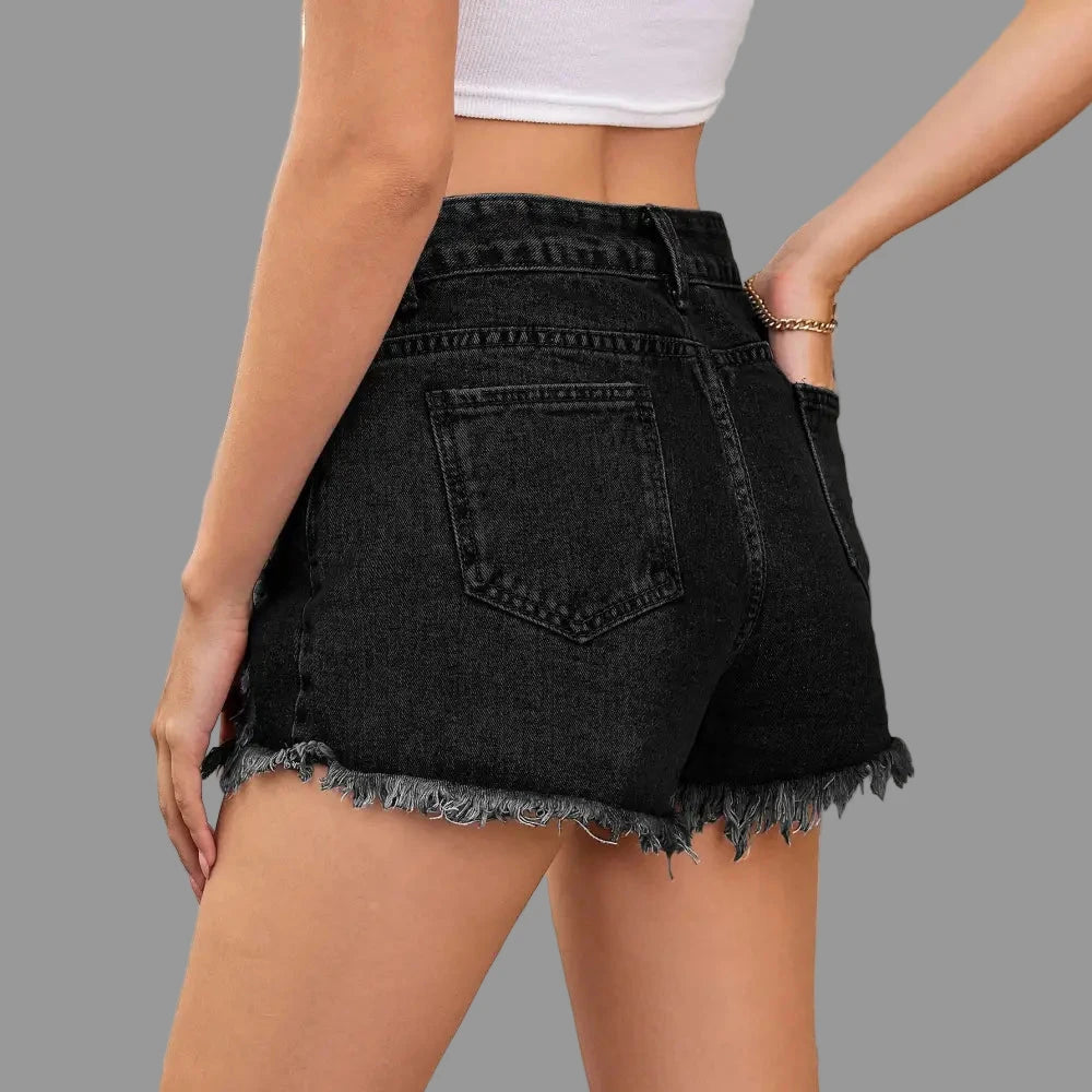 Washed Ripped Denim Shorts