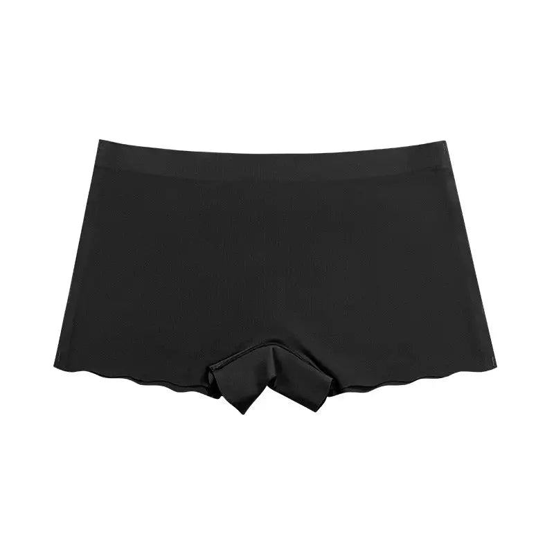 Wave Floral Seamless Cotton Crotch Breathable Skin-Friendly Mid-Waist Boxer Shorts - XS / Black - Pantyhose