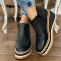 Wedge Thin Short Side Zipper Mid Heel Leather Ankle Boots - 35 / Black - Shoes