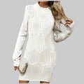 White and Lilac Women’s Knitted Sweater Dress for Women - S / Beaded - Dresses