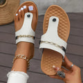 White Faux Leather Metal Black Strap Sandals - 35 / Shoes