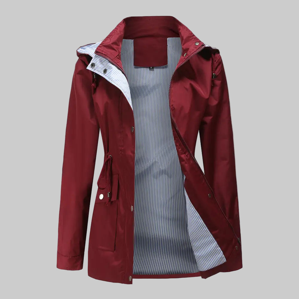 Windbreaker Striped Inner Coat - S / Burgundy - Outerwear