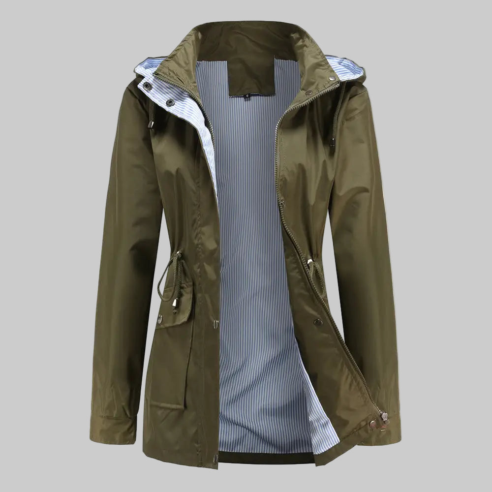 Windbreaker Striped Inner Coat - S / Olive Green - Outerwear