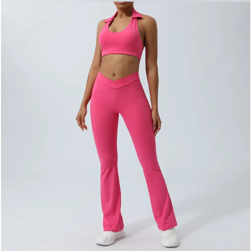 Yoga Back Hip Lifting Sports Fitness Suit - M / Peach Pink Trousers - Activewear