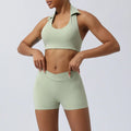 Yoga Back Hip Lifting Sports Fitness Suit - S / Bean Green Shorts - Activewear