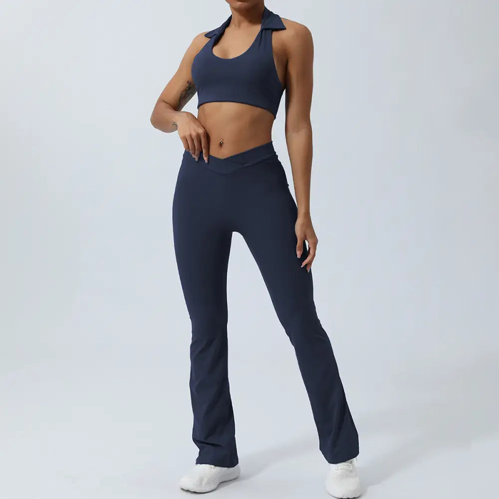 Yoga Back Hip Lifting Sports Fitness Suit - S / Dark Blue Trousers - Activewear