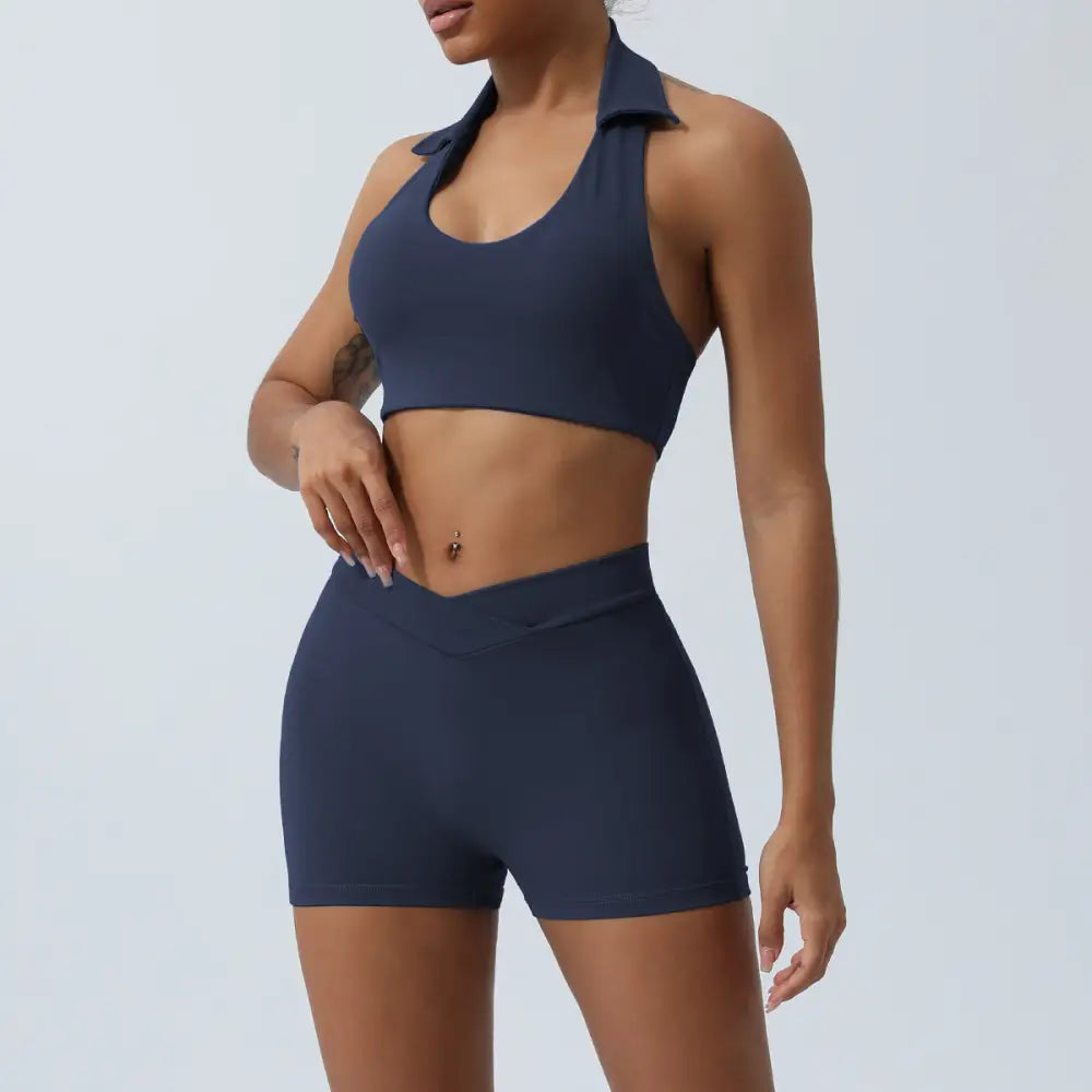 Yoga Back Hip Lifting Sports Fitness Suit - S / Purplish Blue Shorts - Activewear