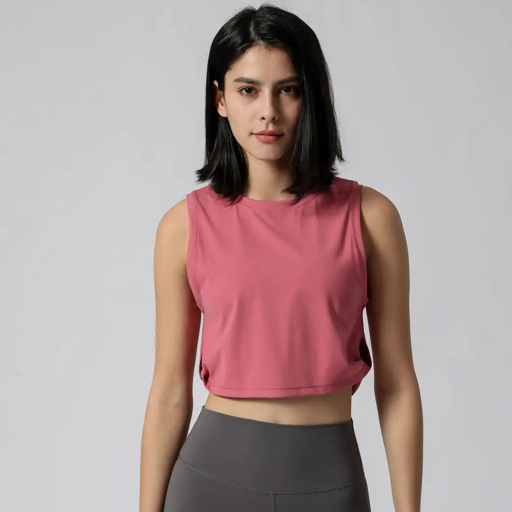 Yoga Exercise Loose Fitness Top - S / Coral Red - Activewear