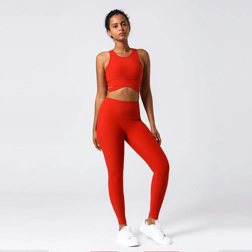 Yoga Hip Lift Fitness Suit - S / Coffee red - Activewear