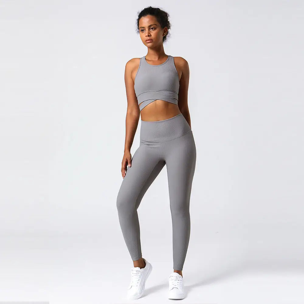 Yoga Hip Lift Fitness Suit - S / Gray - Activewear