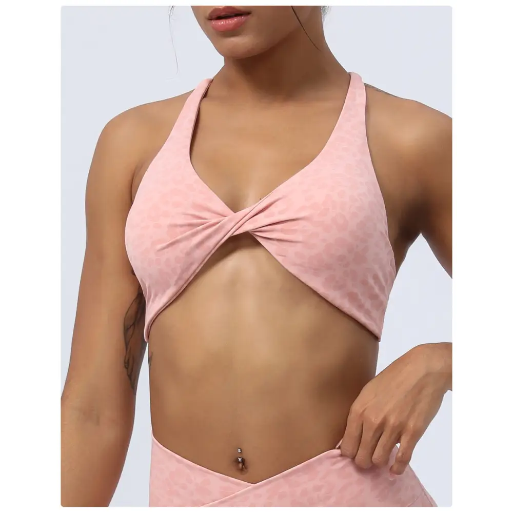 Yoga Leopard Twisted Cross Hip Lifting Running Fitness Suit - Activewear