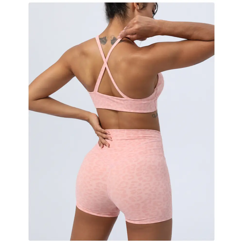 Yoga Leopard Twisted Cross Hip Lifting Running Fitness Suit - Activewear