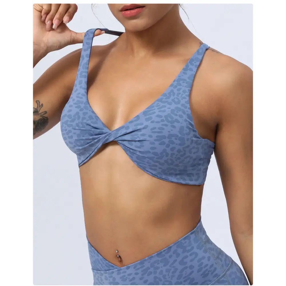 Yoga Leopard Twisted Cross Hip Lifting Running Fitness Suit - Activewear