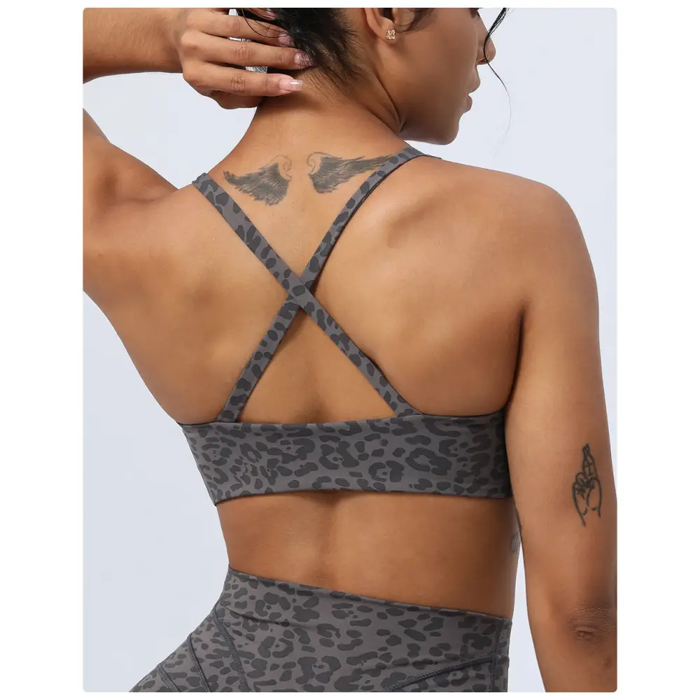 Yoga Leopard Twisted Cross Hip Lifting Running Fitness Suit - Activewear