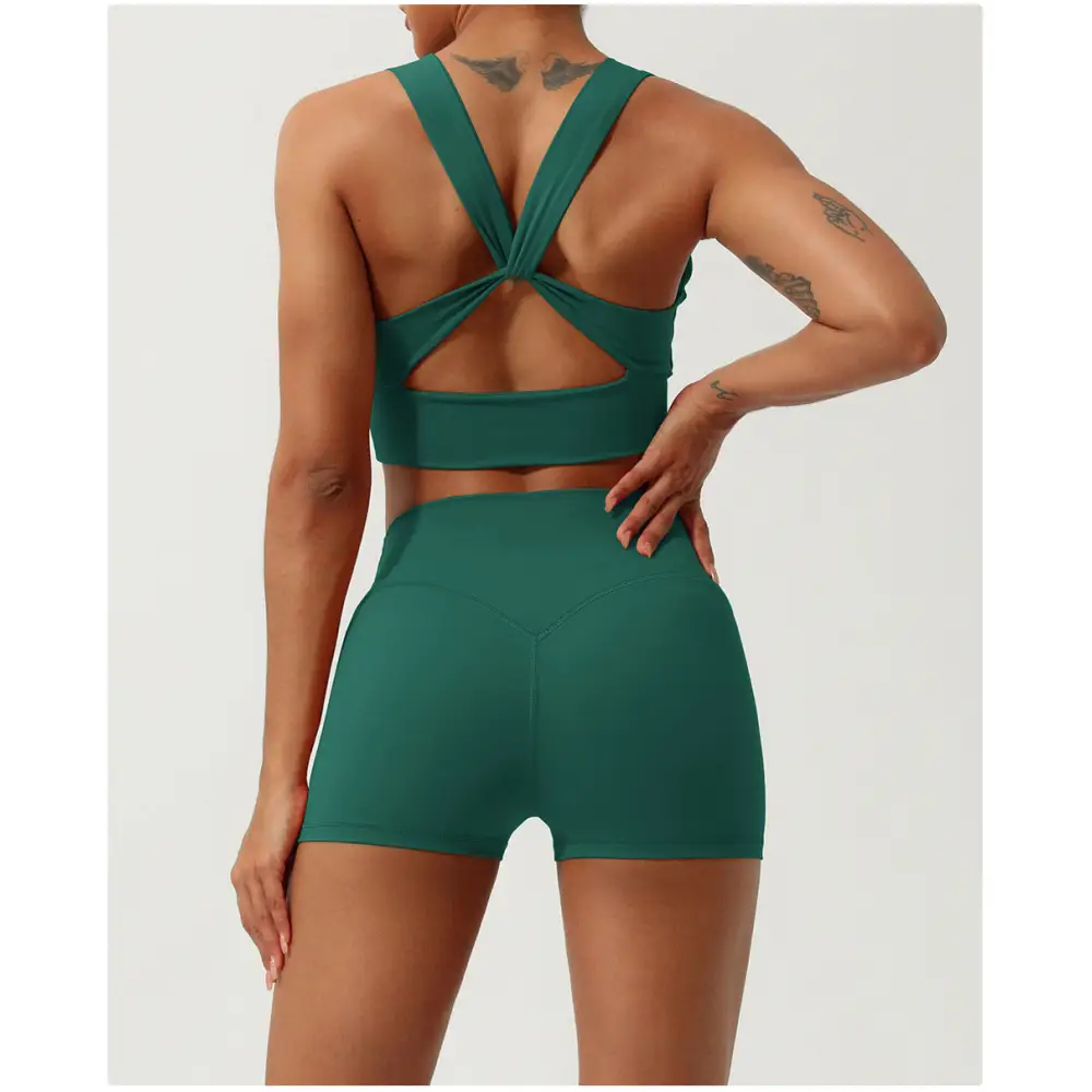 Yoga Sports Bra Hip Lifting Shorts Workout Suit - Activewear