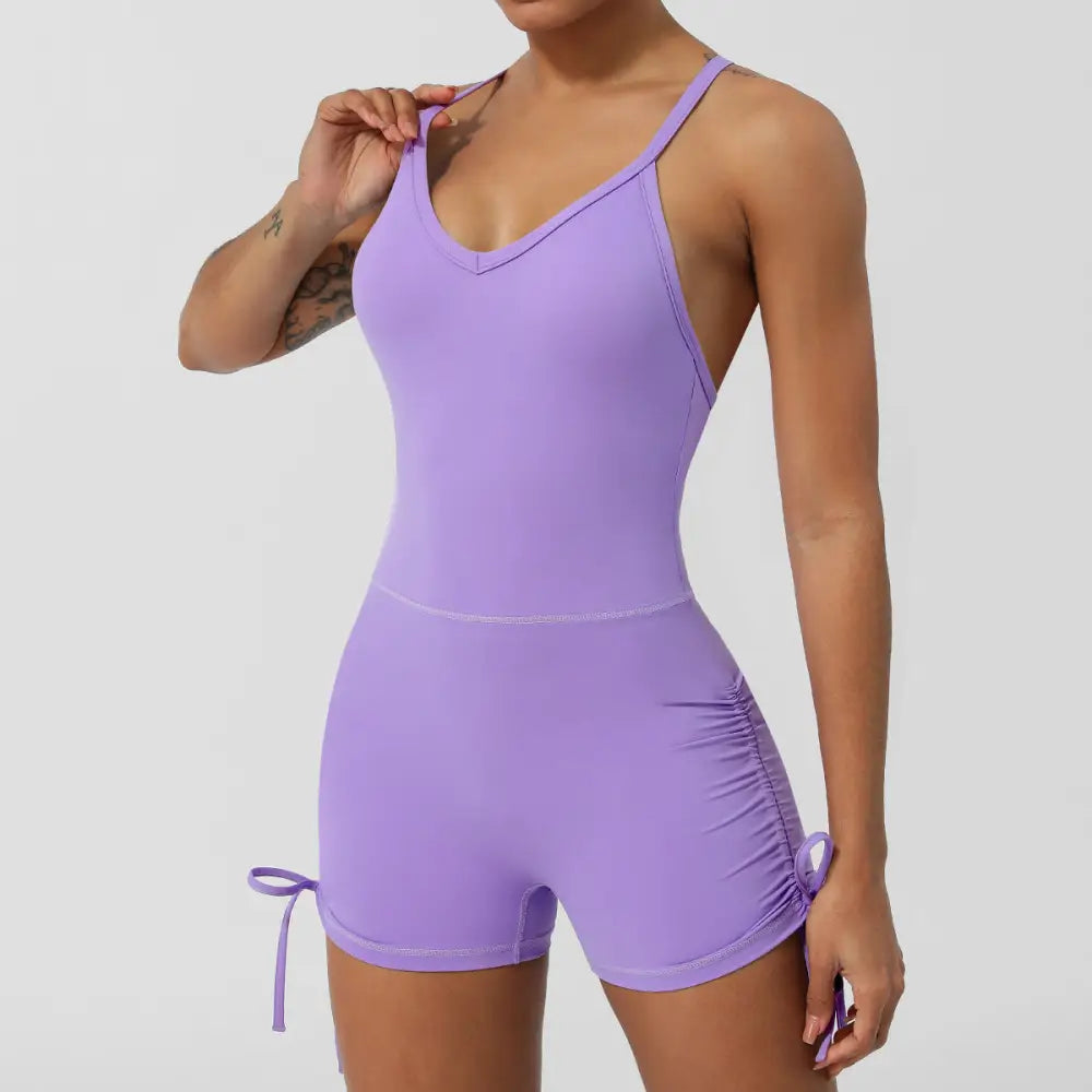 Yoga Tight Romper - L / Purple - Activewear