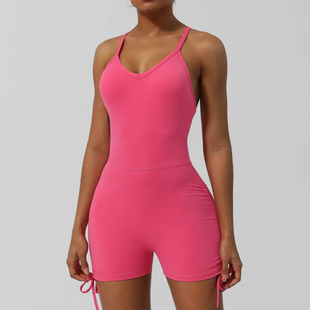 Yoga Tight Romper - S / Peach Pink - Activewear