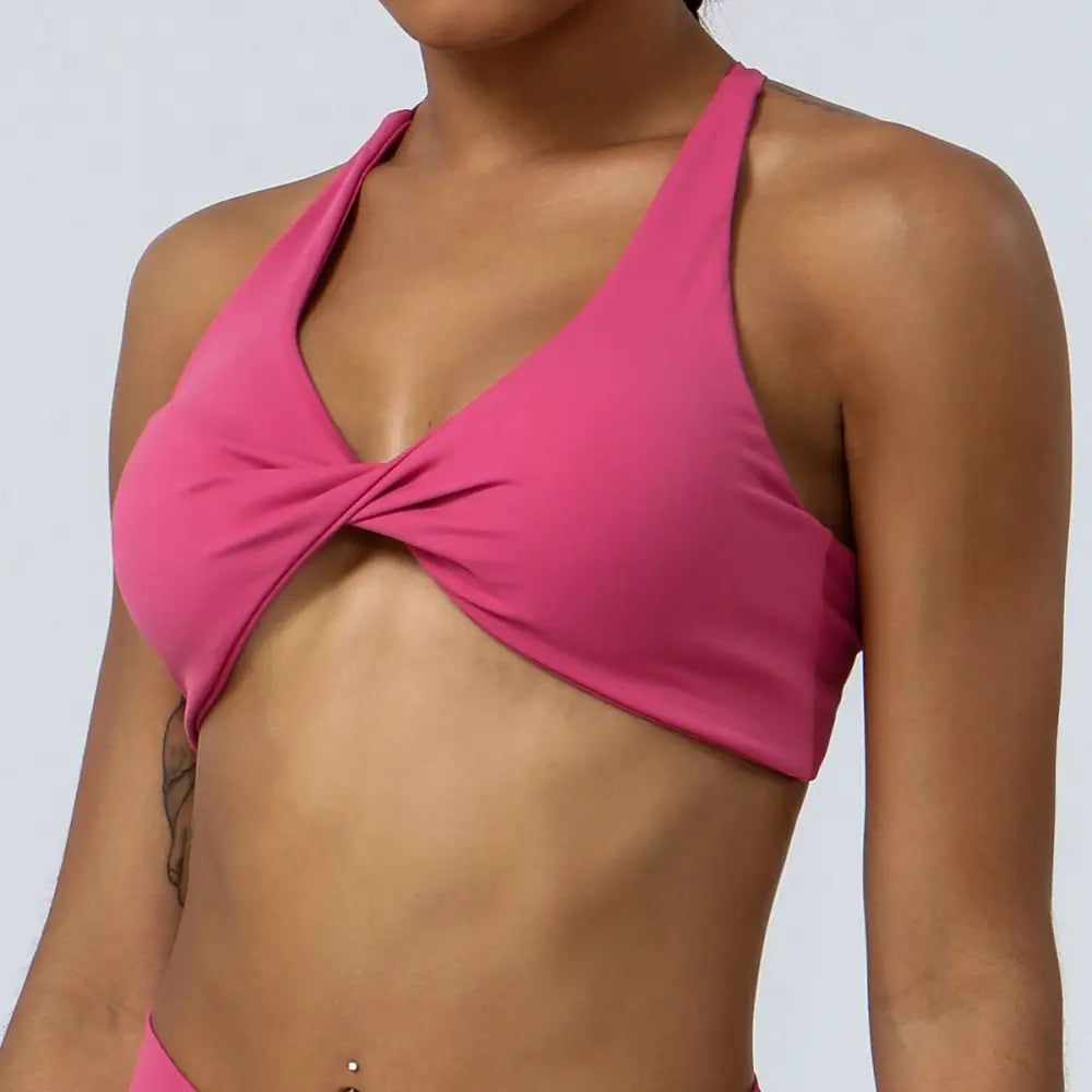 Yoga Workout Sports Bra - S / Coral Red - Activewear