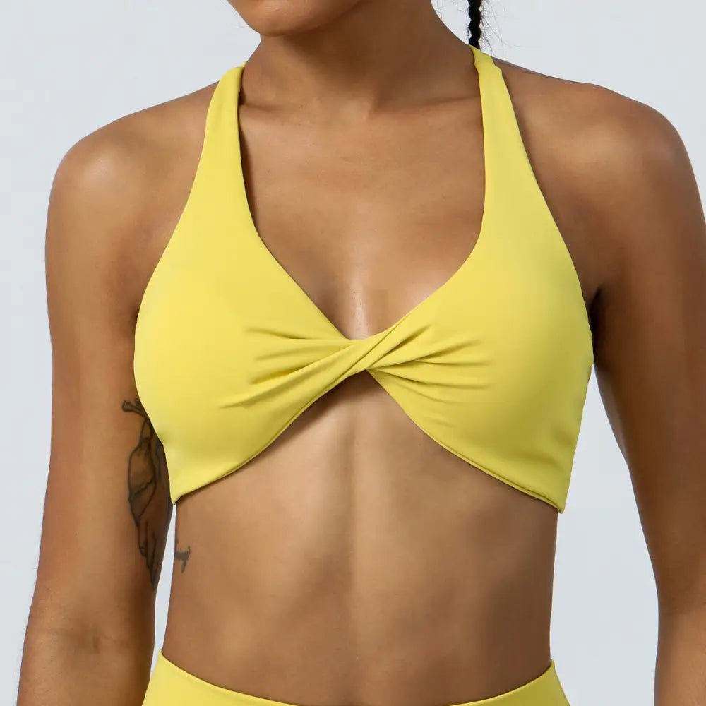 Yoga Workout Sports Bra - S / Lemon yellow - Activewear